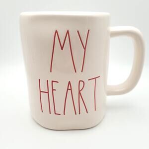 Rae Dunn MY HEART by Magenta #245 White Coffee Tea Mug Red Letters
